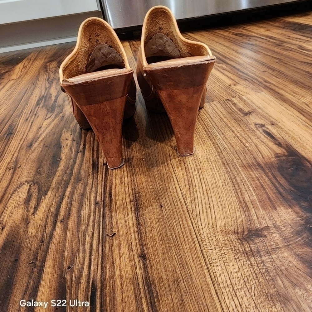 Festival Vintage Connie Leather/wood heeled mule - Picture 3 of 12